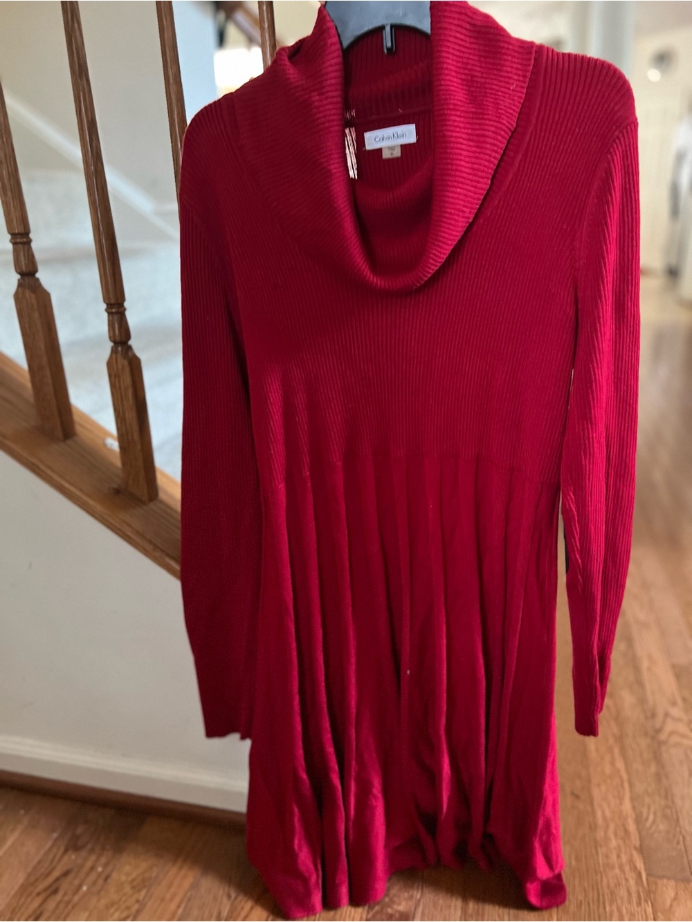 Calvin Klein Deep Red Cowl Neck Sweater Dress